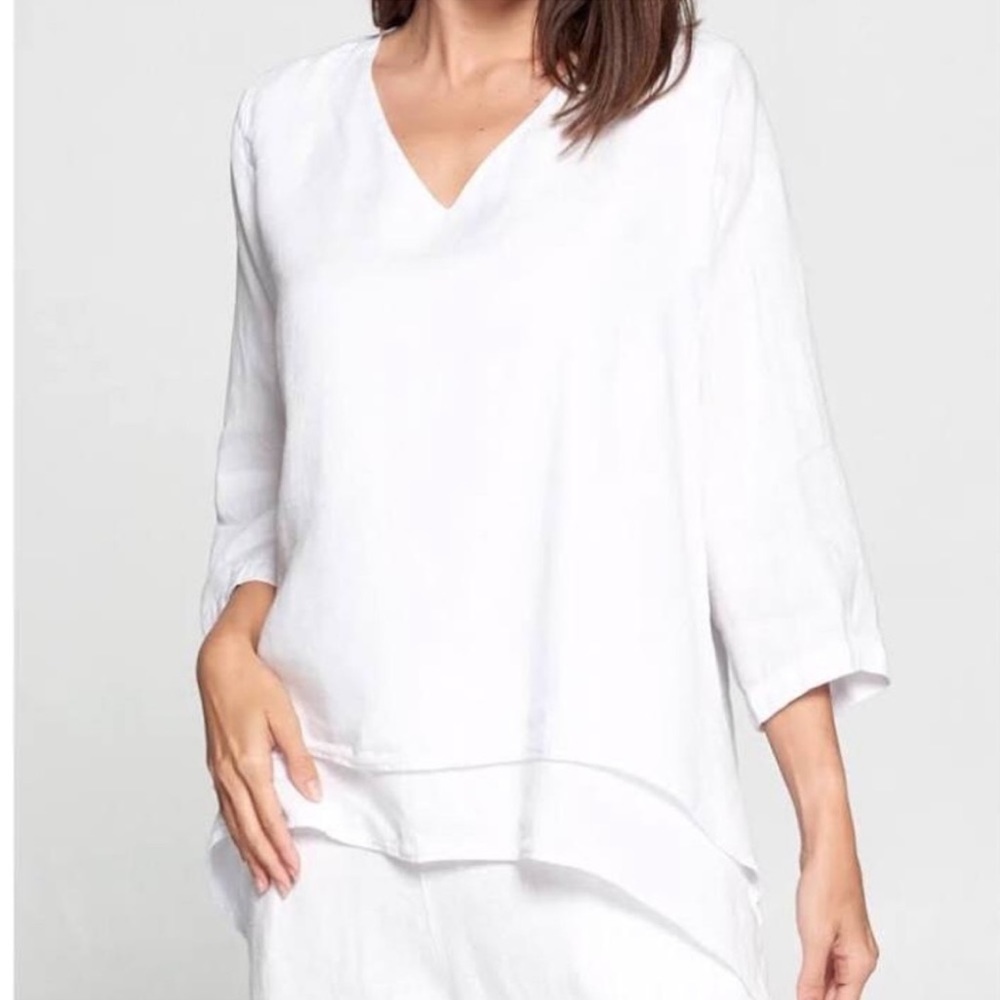 Match Point La Fixsun Linen Tunic Top small white​